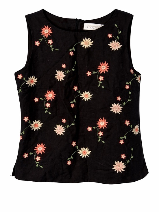 Casual Corner Tops - Vintage 90’s Casual Corner Annex Embroidered Shell Top- Sz 10